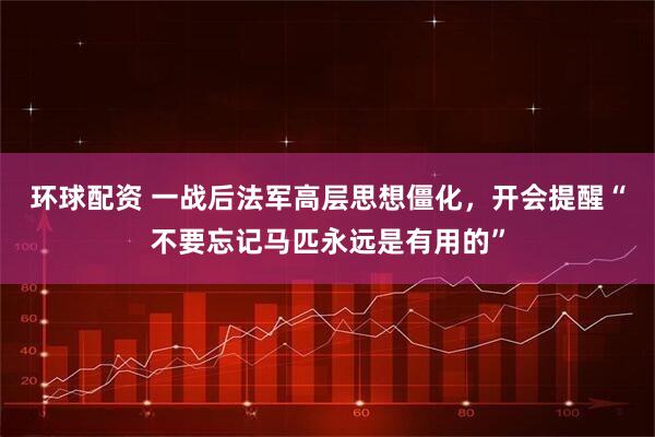 环球配资 一战后法军高层思想僵化，开会提醒“不要忘记马匹永远是有用的”