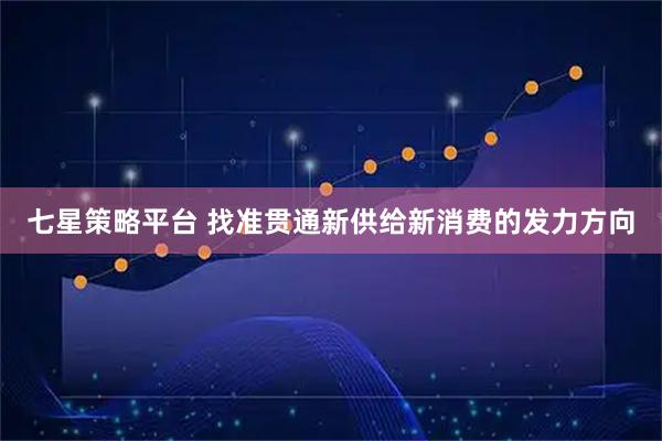 七星策略平台 找准贯通新供给新消费的发力方向